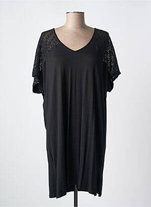 Robe mi-longue manches courtes manches courtes noir MIRADONNA femme