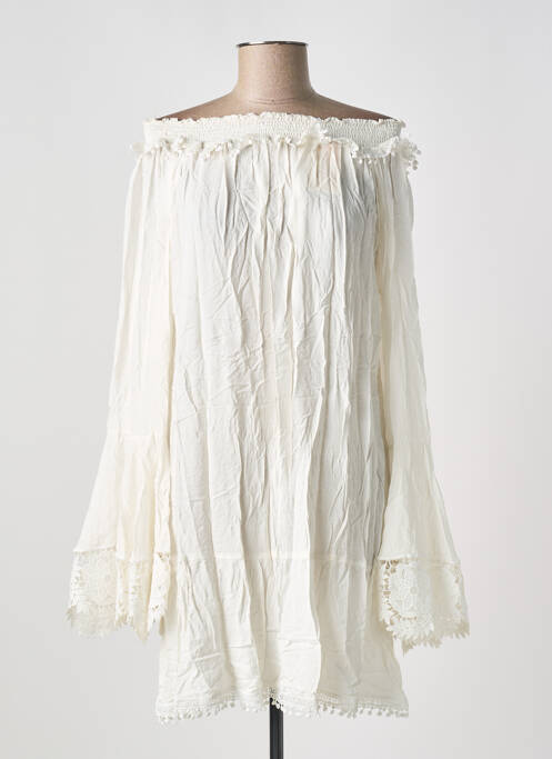 Robe courte manches longues manches longues blanc MILONGA femme