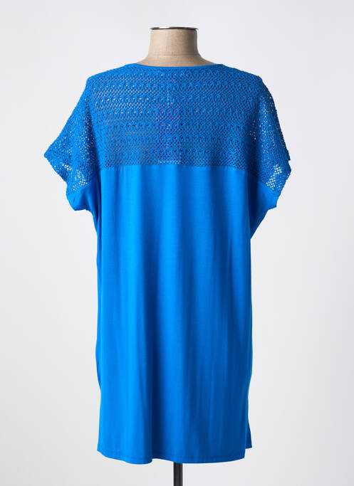 Robe mi-longue manches courtes manches courtes bleu MIRADONNA femme