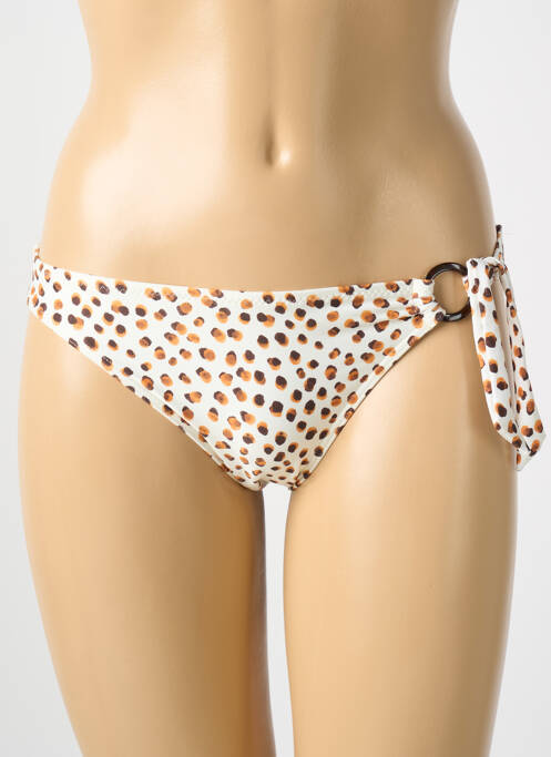 Bas de maillot de bain imprimé fantaisie culotte beige CYELL femme