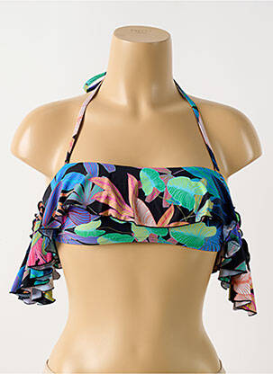 Haut de maillot de bain fermeture liens à nouer haut bandeau noir PILYQ femme