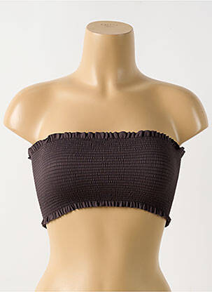 Haut de maillot de bain stretch haut bandeau marron PILYQ femme