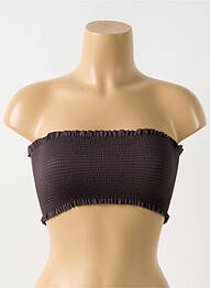 Haut de maillot de bain stretch haut bandeau marron PILYQ femme