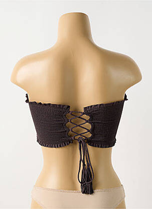 Haut de maillot de bain stretch haut bandeau marron PILYQ femme