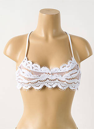 Haut de maillot de bain stretch haut soutien-gorge avec mousse de rembourrage amovible blanc PILYQ femme