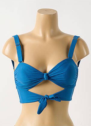 Haut de maillot de bain stretch haut soutien-gorge avec mousse de rembourrage amovible bleu PILYQ femme