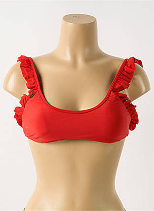 Haut de maillot de bain stretch haut soutien-gorge avec mousse de rembourrage amovible rouge PILYQ femme