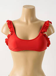 Haut de maillot de bain stretch haut soutien-gorge avec mousse de rembourrage amovible rouge PILYQ femme