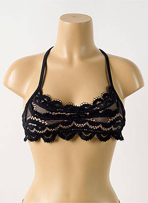 Haut de maillot de bain fermeture liens à nouer haut soutien-gorge avec mousse de rembourrage amovible noir PILYQ femme