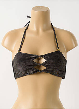 Haut de maillot de bain fermeture liens à nouer haut bandeau noir PILYQ femme