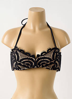 Haut de maillot de bain fermeture liens à nouer haut soutien-gorge avec mousse de rembourrage amovible noir PILYQ femme