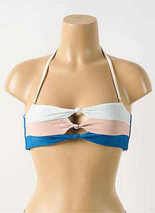 Haut de maillot de bain fermeture liens à nouer haut bandeau bleu PILYQ femme
