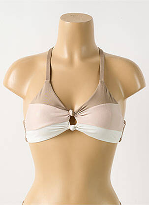 Haut de maillot de bain stretch haut soutien-gorge emboitant beige PILYQ femme