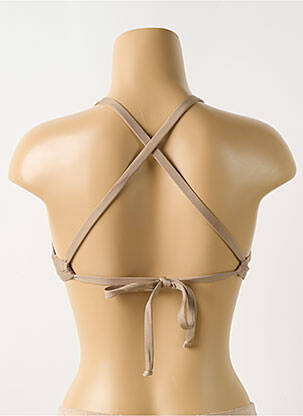 Haut de maillot de bain stretch haut soutien-gorge emboitant beige PILYQ femme