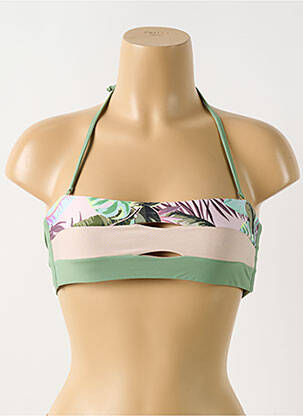 Haut de maillot de bain fermeture liens à nouer haut bandeau vert PILYQ femme