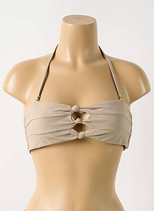 Haut de maillot de bain stretch haut bandeau marron PILYQ femme