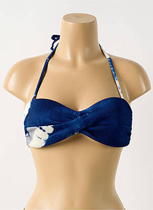 Haut de maillot de bain stretch haut soutien-gorge moulé bleu PILYQ femme