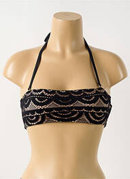 Haut de maillot de bain fermeture liens à nouer haut bandeau noir PILYQ femme