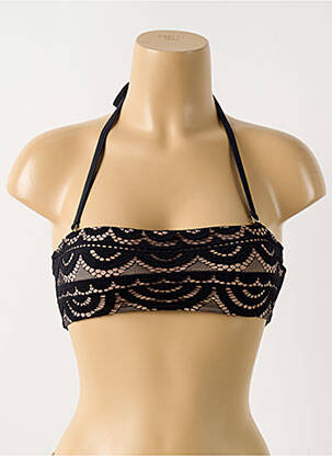 Haut de maillot de bain fermeture liens à nouer haut bandeau noir PILYQ femme
