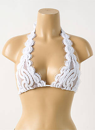 Haut de maillot de bain fermeture liens à nouer haut soutien-gorge avec mousse de rembourrage amovible blanc PILYQ femme