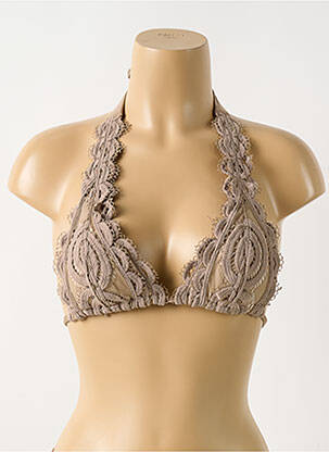 Haut de maillot de bain fermeture liens à nouer haut soutien-gorge avec mousse de rembourrage amovible marron PILYQ femme