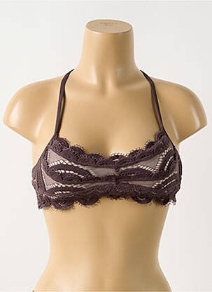 Haut de maillot de bain stretch haut soutien-gorge avec mousse de rembourrage amovible marron PILYQ femme