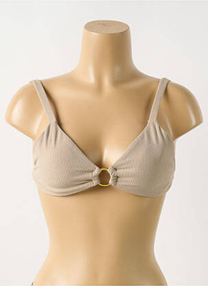 Haut de maillot de bain stretch haut soutien-gorge avec mousse de rembourrage amovible marron PILYQ femme