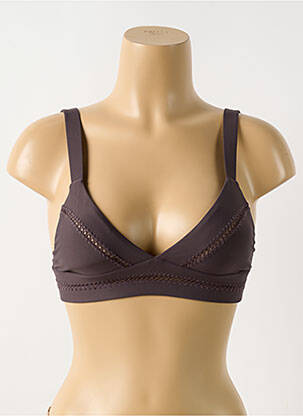 Haut de maillot de bain stretch haut soutien-gorge avec mousse de rembourrage amovible marron PILYQ femme