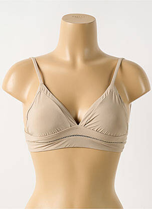 Haut de maillot de bain stretch haut soutien-gorge avec mousse de rembourrage amovible beige PILYQ femme