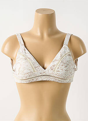 Haut de maillot de bain stretch haut soutien-gorge avec mousse de rembourrage amovible beige PILYQ femme