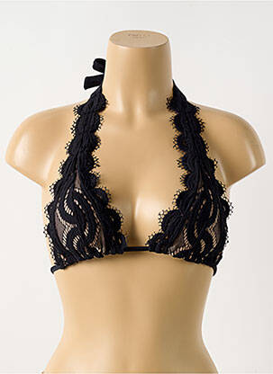 Haut de maillot de bain fermeture liens à nouer haut soutien-gorge avec mousse de rembourrage amovible noir PILYQ femme