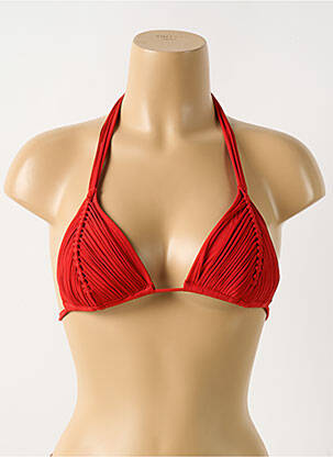 Haut de maillot de bain fermeture liens à nouer haut soutien-gorge avec mousse de rembourrage amovible rouge PILYQ femme