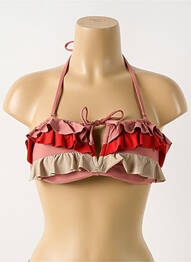 Haut de maillot de bain stretch haut soutien-gorge avec mousse de rembourrage amovible rose PILYQ femme