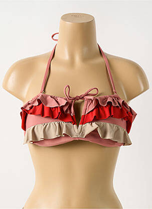 Haut de maillot de bain stretch haut soutien-gorge avec mousse de rembourrage amovible rose PILYQ femme