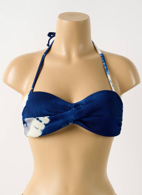 Haut de maillot de bain stretch haut soutien-gorge moulé bleu PILYQ femme