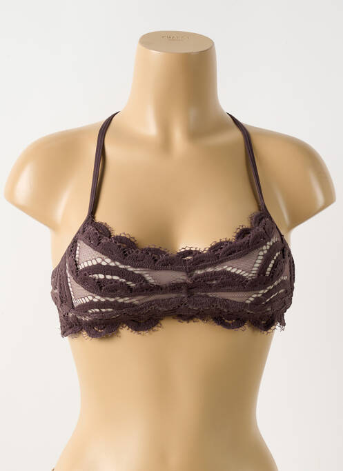 Haut de maillot de bain stretch haut soutien-gorge avec mousse de rembourrage amovible marron PILYQ femme