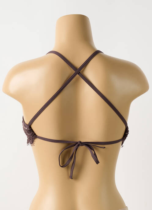 Haut de maillot de bain stretch haut soutien-gorge avec mousse de rembourrage amovible marron PILYQ femme