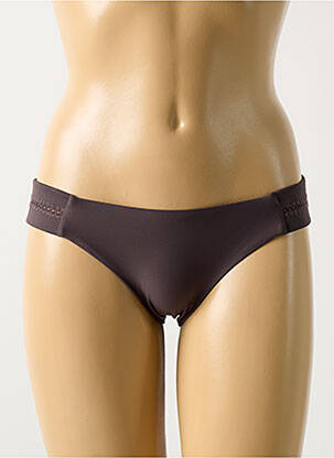 Bas de maillot de bain effet matière satinée culotte marron PILYQ femme
