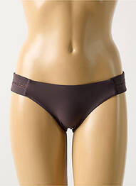 Bas de maillot de bain effet matière satinée culotte marron PILYQ femme