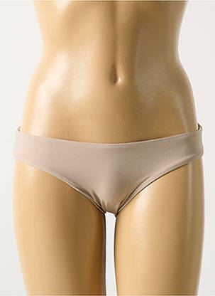 Bas de maillot de bain effet matière satinée culotte marron PILYQ femme
