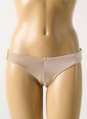 Bas de maillot de bain effet matière satinée culotte beige PILYQ femme