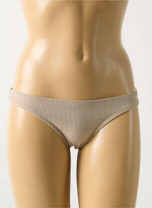 Bas de maillot de bain effet matière satinée culotte marron PILYQ femme