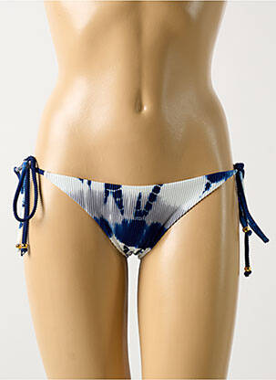 Bas de maillot de bain effet matière satinée bikini bleu PILYQ femme