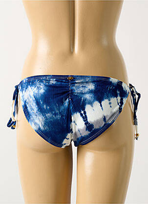 Bas de maillot de bain effet matière satinée bikini bleu PILYQ femme