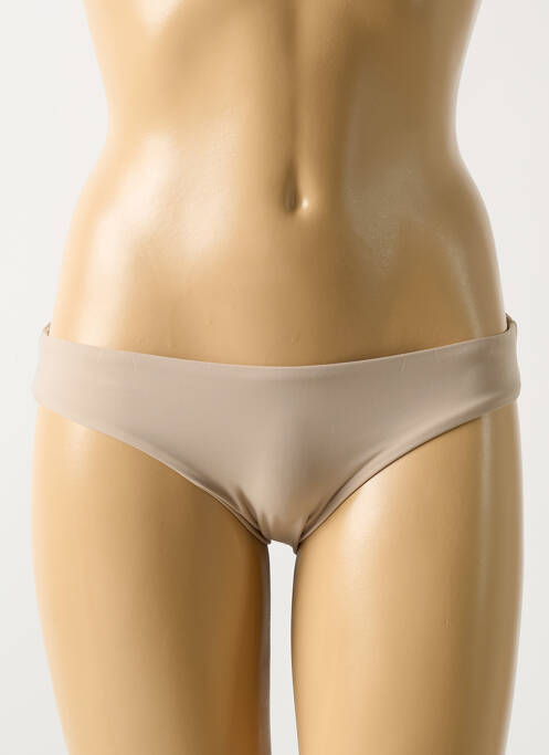 Bas de maillot de bain effet matière satinée culotte marron PILYQ femme