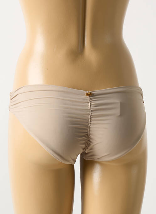 Bas de maillot de bain effet matière satinée culotte marron PILYQ femme