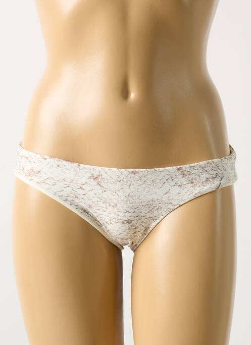 Bas de maillot de bain effet matière satinée culotte beige PILYQ femme