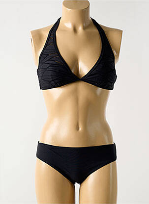 Maillot de bain 2 pièces stretch haut soutien-gorge avec mousse de rembourrage amovible noir MIRADONNA femme