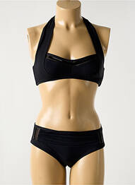 Maillot de bain 2 pièces stretch haut soutien-gorge balconnet noir MIRADONNA femme