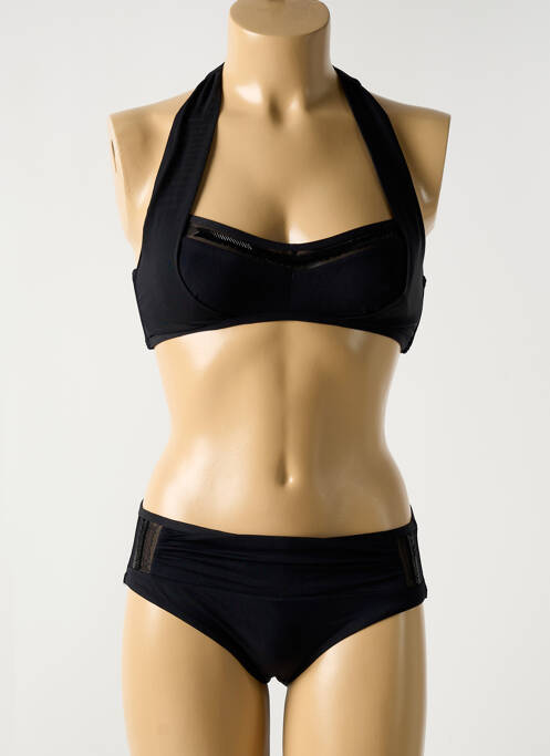 Maillot de bain 2 pièces stretch haut soutien-gorge balconnet noir MIRADONNA femme